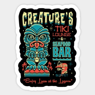 Black Lagoon Tiki Bar - Creepy Cute Creature - Hawaii Island Vacation Sticker